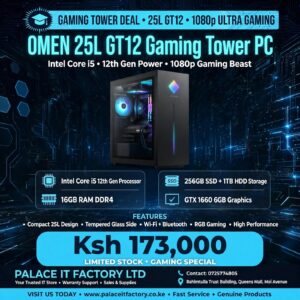HP OMEN 25L GT12 Gaming Desktop - Intel Core i5-12th Gen | 16GB RAM | 256GB SSD + 1TB HDD | GTX 1660 6GB